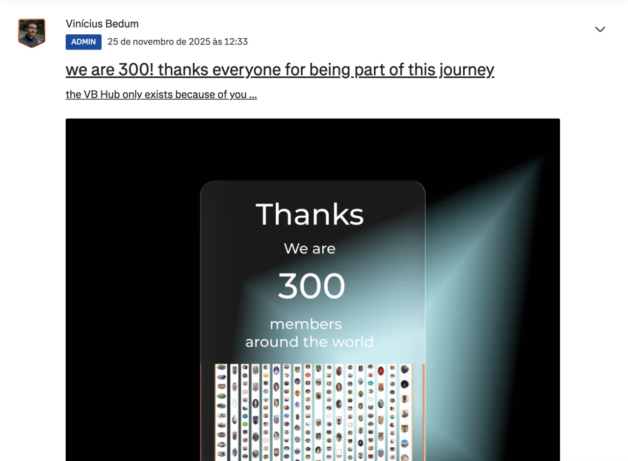 Screenshot of the club post: The first 300 members