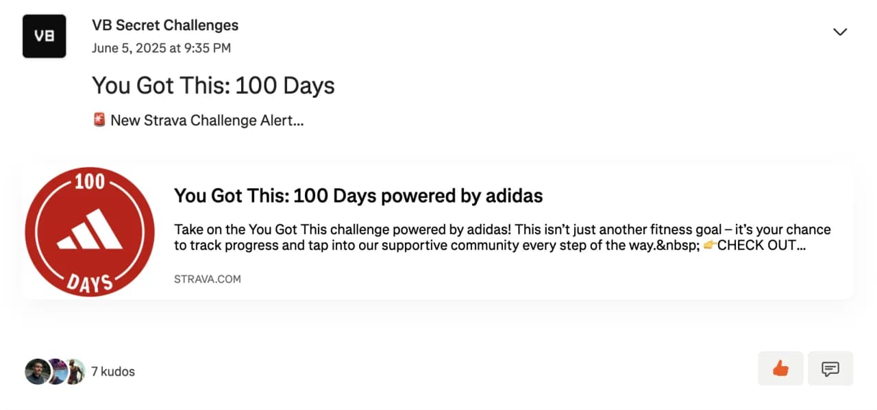 Screenshot of the club post: The first post